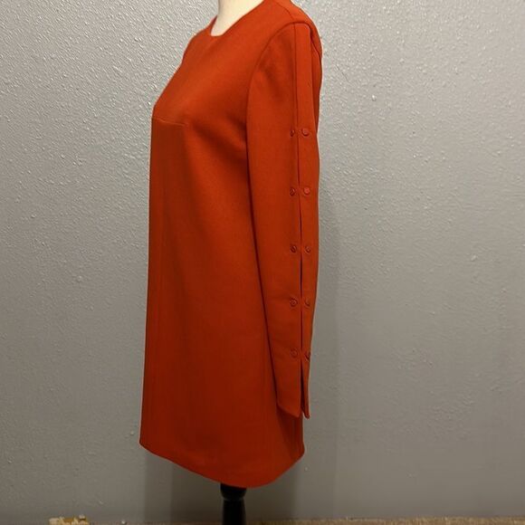 Tibi women’s paprika color button sleeves crepe shift mini dress size 2 - Picture 3 of 11